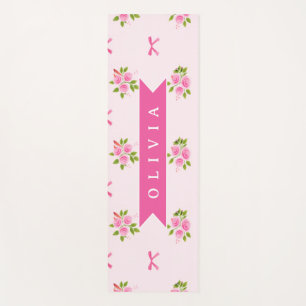 Personalisierter Rosa Coquette Mädchenname mit Blu Yogamatte