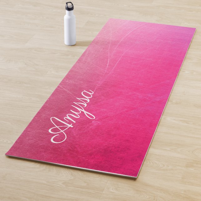 Personalisierter Rosa Crackle Gradient Name Yoga M Yogamatte (Beispiel)