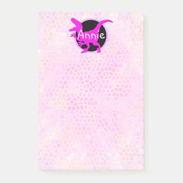 Personalisierter Rosa Dinosaurier  Post-it Klebezettel (Vorderseite)
