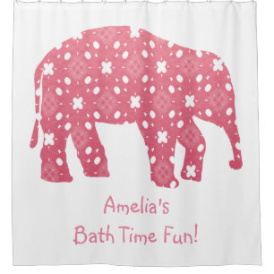 Personalisierter Rosa Elefant Duschvorhang