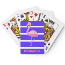 Personalisierter rosa Flamingo auf blauen Streifen