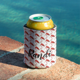 Personalisierter Rosa Flamingo-Getränkehalter Dosenkühler
