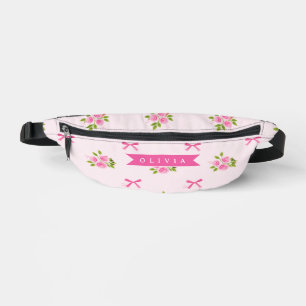 Personalisierter Rosa Flirt Mädchenname mit Blumen Bauchtasche