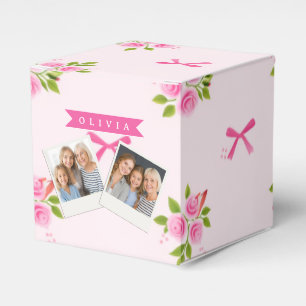 Personalisierter Rosa Flirt Mädchenname mit Blumen Geschenkschachtel