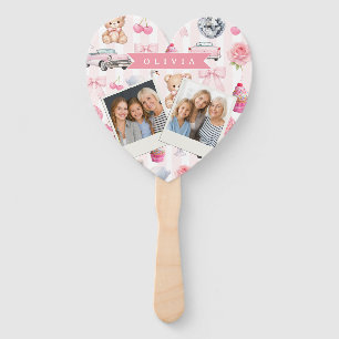 Personalisierter Rosa Flirt Retro Süßer Teddybär Fächer