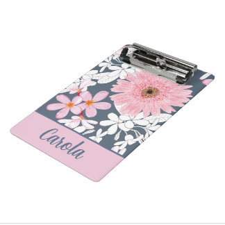 Personalisierter rosa floraler Planer Mini Klemmbrett