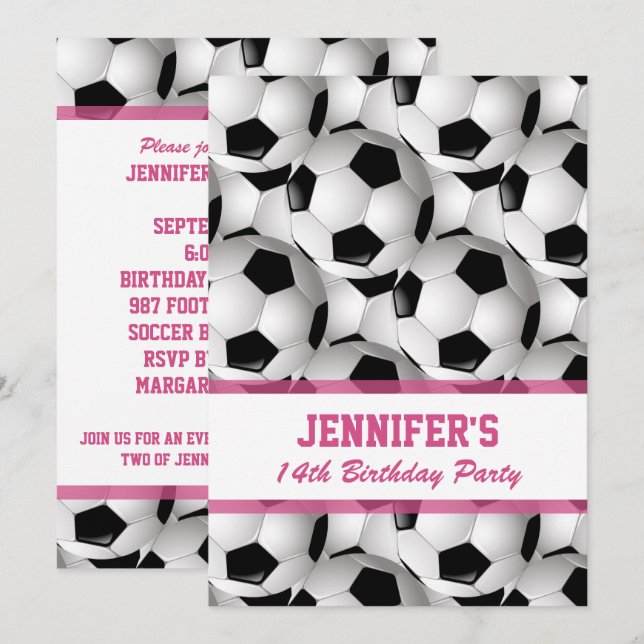 Personalisierter rosa Geburtstag des Einladung (Vorne/Hinten)