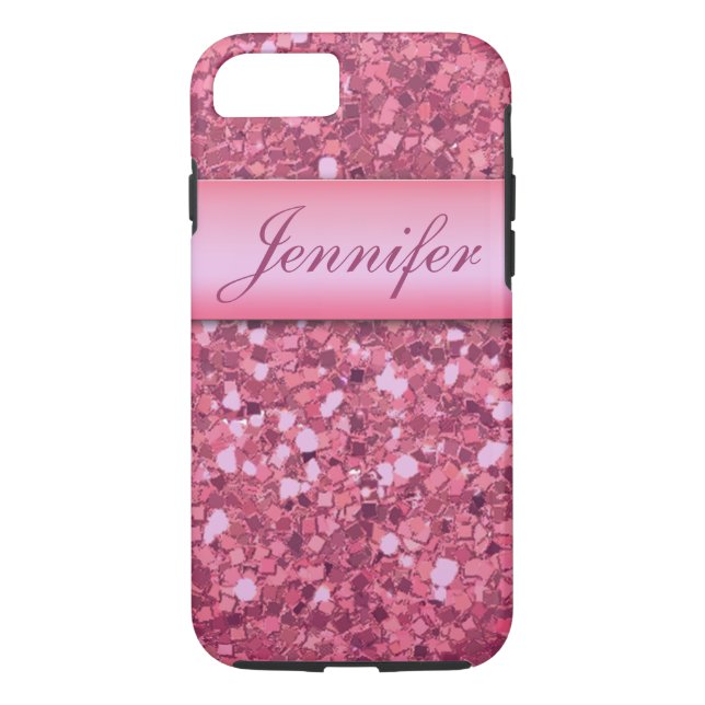 PERSONALISIERTER ROSA GLITZER GEDRUCKT Case-Mate iPhone HÜLLE (Rückseite)