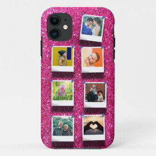 Personalisierter Rosa Glitzer Girly 7 Fotomaterial Case-Mate iPhone Hülle