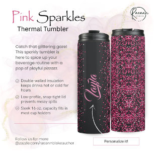 Personalisierter Rosa Glitzer-Thermobecher Thermosbecher