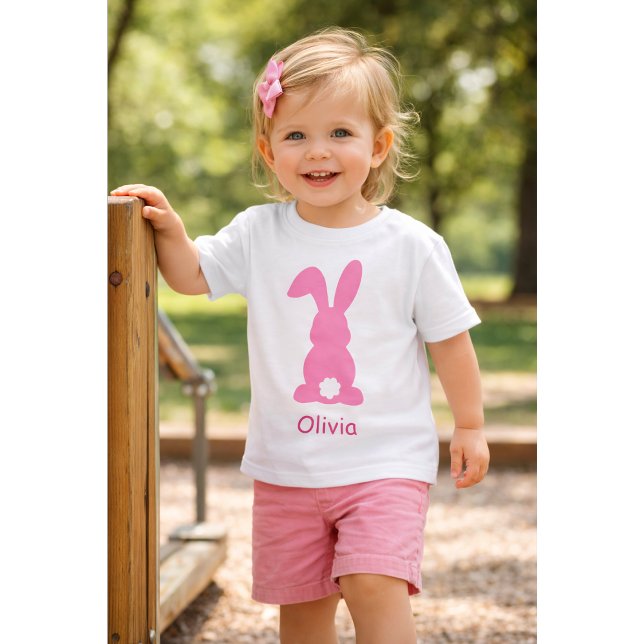 Personalisierter rosa Hase - Benutzerdefinierter N Baby T-shirt (Von Creator hochgeladen)