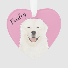 Personalisierter rosa Herz Große Pyrenäen Hund Ornament