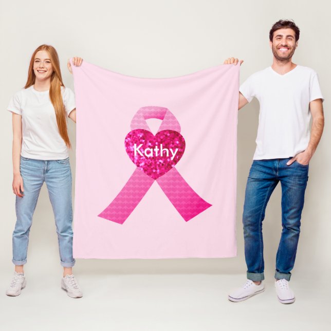 Personalisierter rosa Herzkrebs Fleecedecke (Beispiel)