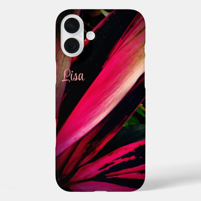 Personalisierter rosa Leaf Apple iPhone Case (Rückseite)