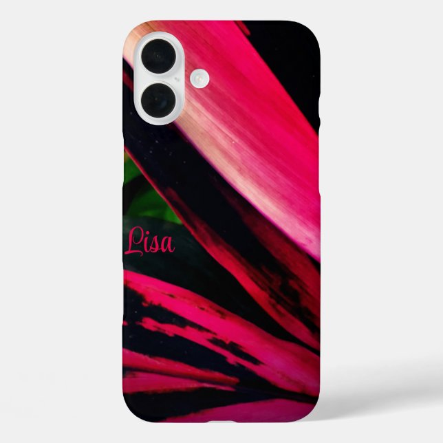 Personalisierter rosa Leaf Apple iPhone Case (Rückseite)