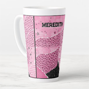 Personalisierter rosa Leopard-Collage-Latte-Mug Milchtasse