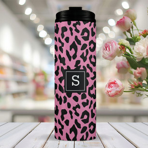 Personalisierter Rosa Leopard Thermosbecher