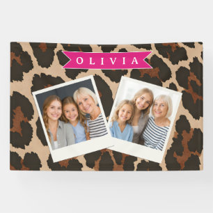 Personalisierter Rosa Leoparden Druck Chic Tier Pr Banner