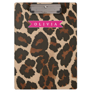 Personalisierter Rosa Leoparden Druck Chic Tier Pr Klemmbrett