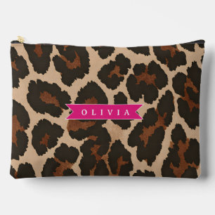 Personalisierter Rosa Leoparden Druck Chic Tiermus Zubehörtasche