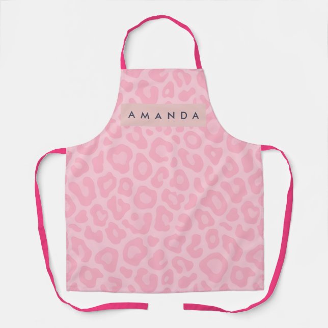 Personalisierter Rosa Leopardenprint Schürze (Vorderseite)