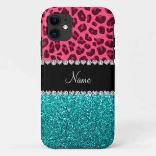 Personalisierter rosa Leopardtürkis-NamensGlitter title_seo2