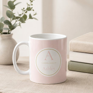 Personalisierter rosa Monogramm-Name Elegant  Kaffeetasse