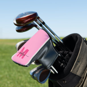 Personalisierter rosa Monogramm-Name Golf Headcover