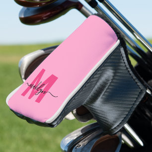 Personalisierter rosa Monogramm-Name Golf Headcover