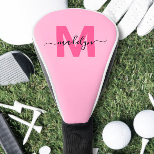Personalisierter rosa Monogramm-Name Golf Headcover