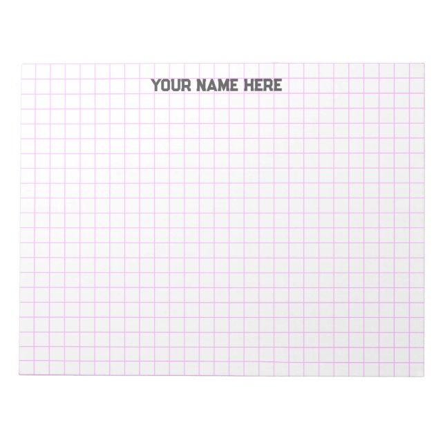 Personalisierter rosa Name Grosses Graph Paper Notizblock (Vorderseite)