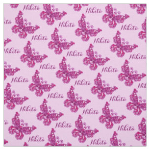 Personalisierter rosa Namensschmetterling stylized Stoff