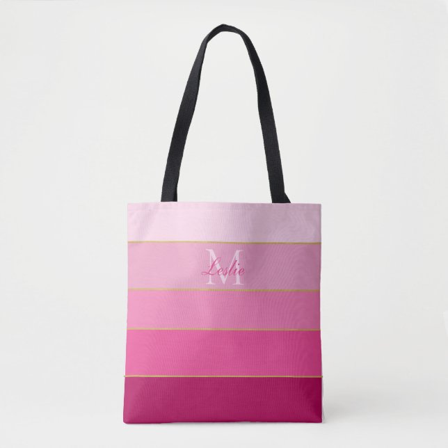 Personalisierter rosa Ombre-Farbblock Tasche (Vorderseite)