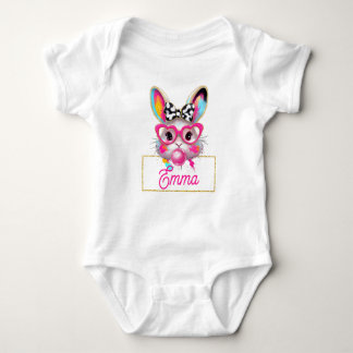 Personalisierter rosa Osterhase Baby Strampler