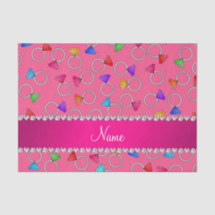 Personalisierter rosa Regenbogendiamantnamensring Seidenpapier