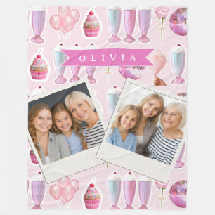 Personalisierter Rosa Retro-Milchshake Niedlich Co Fleecedecke