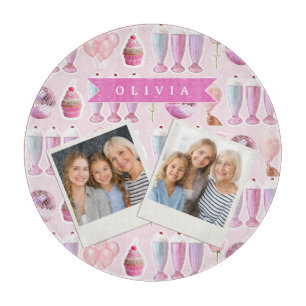 Personalisierter Rosa Retro-Milchshake Niedlich Co Schneidebrett
