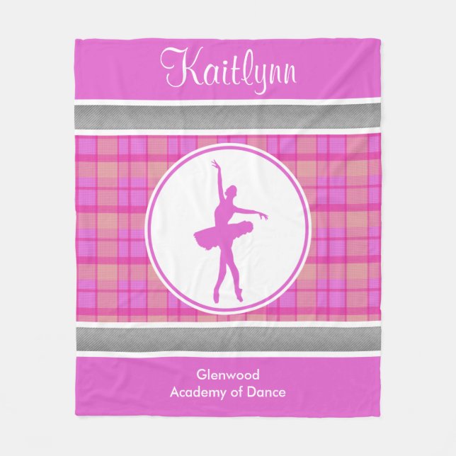 Personalisierter rosa Schatz-karierter Tänzer Fleecedecke (Vorderseite)