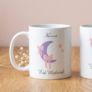 Personalisierter Rosa Schleifen Mond Eid Kaffeebec Kaffeetasse