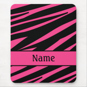 Personalisierter rosa schwarzer Zebra-Druck Mousepad