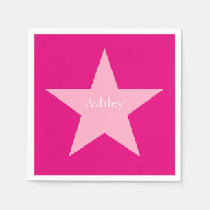 Personalisierter rosa Stern-Druck-Papierserviette Serviette