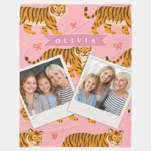 Personalisierter Rosa Tiger Chic Edgy Lustige Ästh Fleecedecke