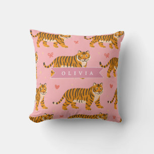 Personalisierter Rosa Tiger Chic Edgy Lustige Ästh Kissen