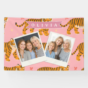 Personalisierter Rosa Tiger Chic Edgy Lustiger Sti Banner