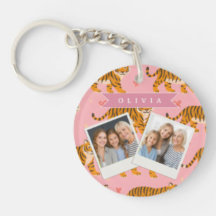 Personalisierter Rosa Tiger Chic Edgy Lustiger Sti Schlüsselanhänger