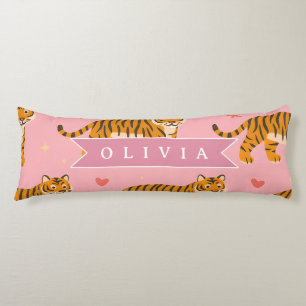 Personalisierter Rosa Tiger Chic Edgy Lustiger Sti Seitenschläferkissen