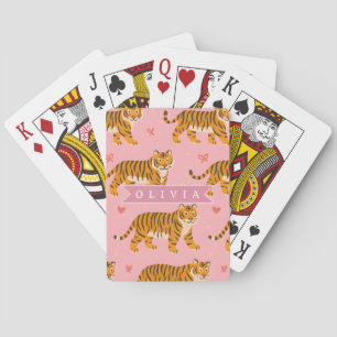 Personalisierter Rosa Tiger Chic Edgy Lustiger Sti Spielkarten
