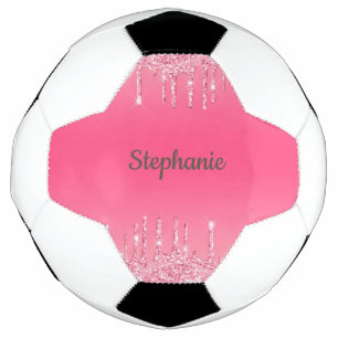 Personalisierter rosa tropfender Glitter-Trend-Gla Fußball