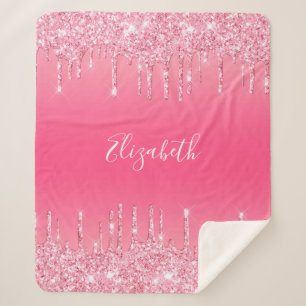 Personalisierter rosa tropfender Glitter-Trendy fü Sherpadecke