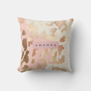 Personalisierter rosa und goldener Leopardenprint Kissen
